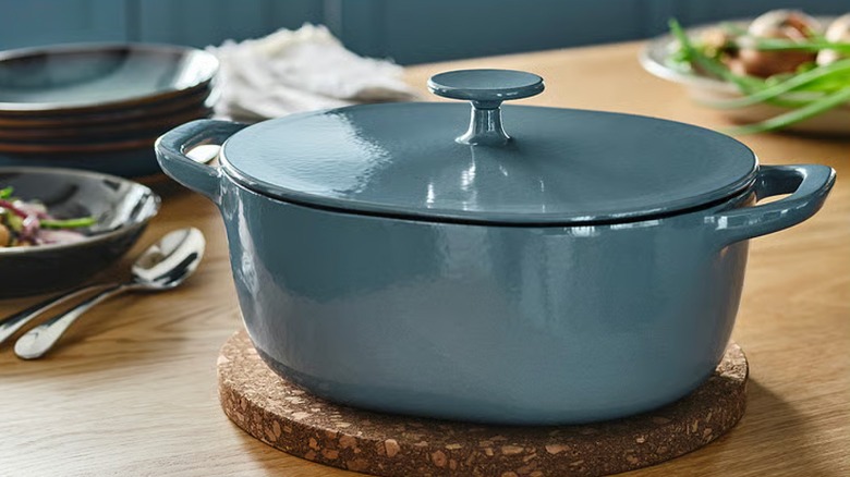 Teal IKEA VARDAGEN enameled pot with lid