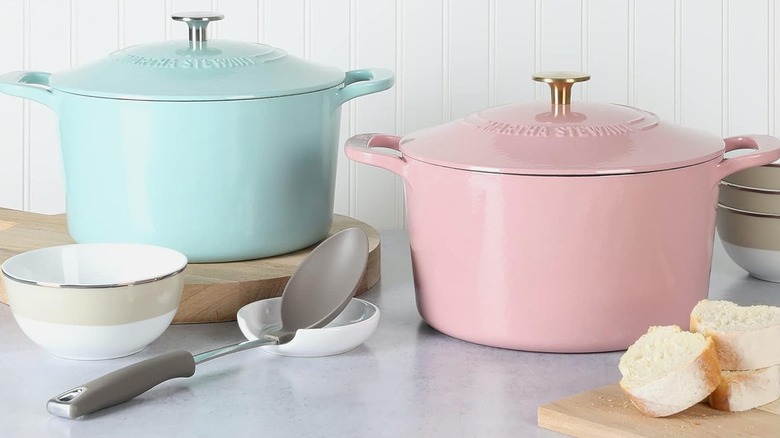 Pink and blue Martha Stewart Dutch ovens