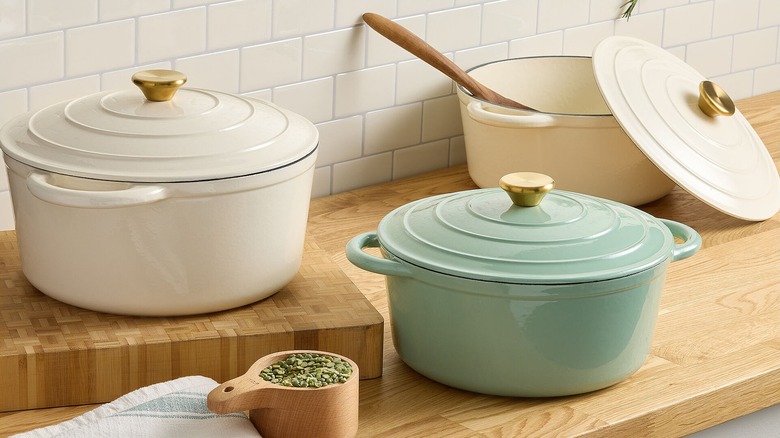 World Market Dutch ovens sitting on a counter