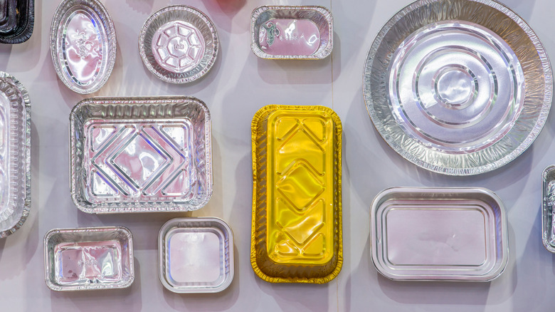 Aluminum foil pie pans in various shapes and sizes