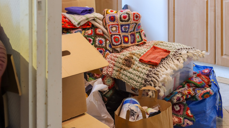 Room crowded with clutter.