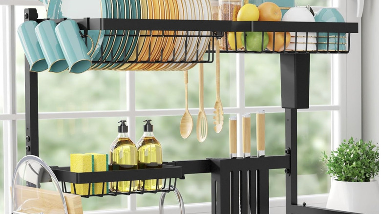 Large dish drying rack for over the sink