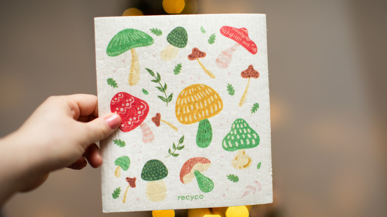 Swedish dishcloths with cute mushroom print