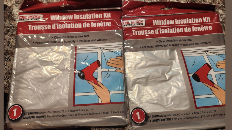window insulation kits sitting on a counter