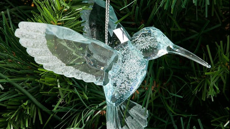 Crystal-like acrylic hummingbird ornament