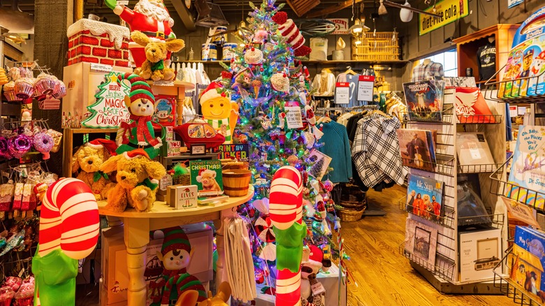 Cracker Barrel store interior at Christmas