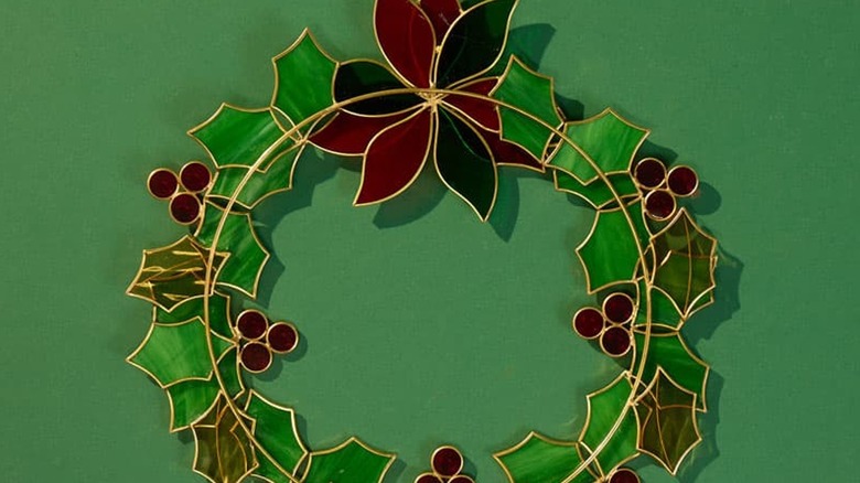 Stained glass Christmas wreath