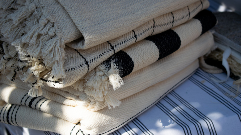 Close up of Turkish cotton towels