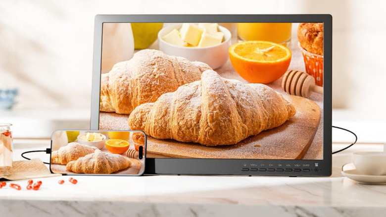 The NORTHING portable TV on a kitchen counter.