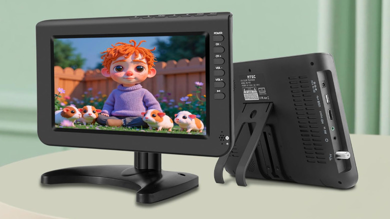 The Jexiop portable TV on a table.