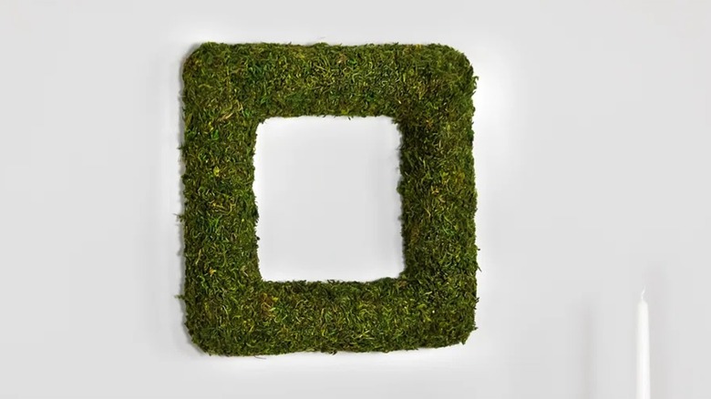 Moss square wreath on a wall