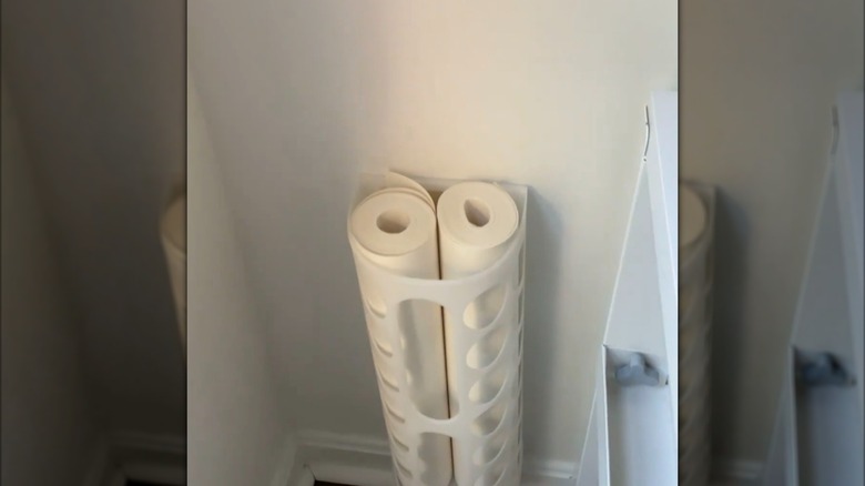 Rolls of art paper in an IKEA VARIERA