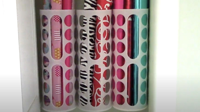Wrapping paper neatly stored in the IKEA VARIERA