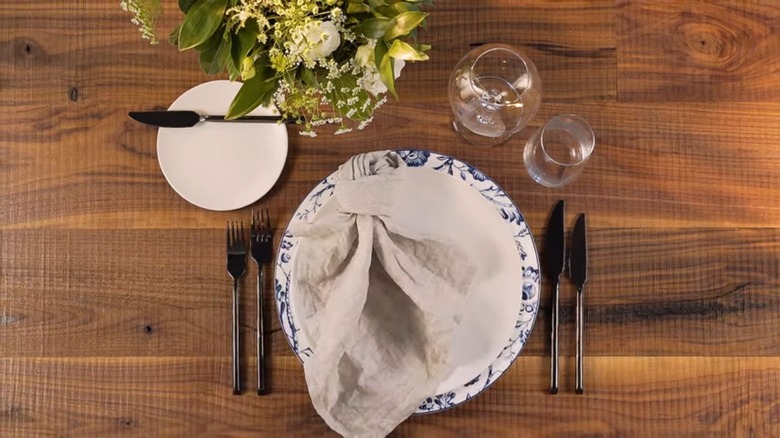 cheesecloth napkin on dinner plate