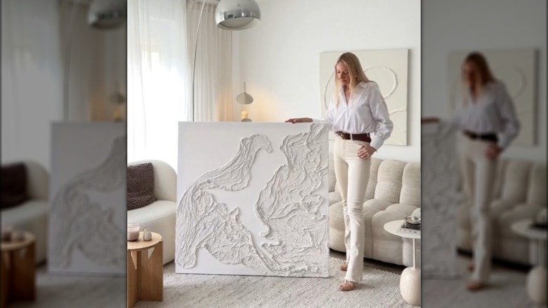 artist and cheesecloth artwork 