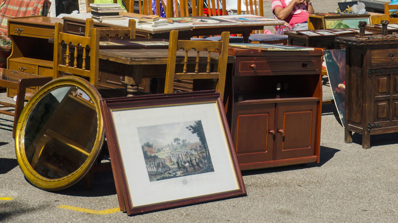 Old oil paintings at a sale