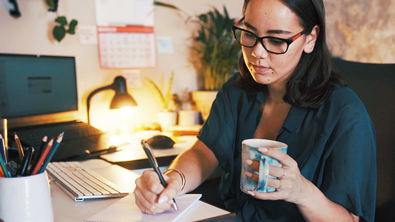 woman working in home office