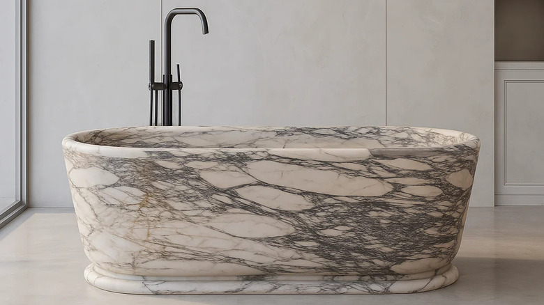 bathtub made from Arabescato Marble