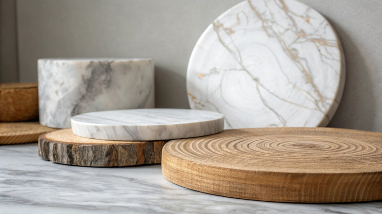 marble and wooden cutting boards