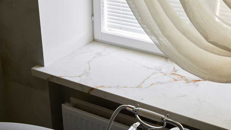 white gold marble window sill