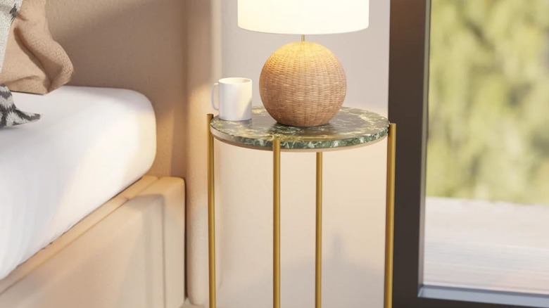 green marble gold side table