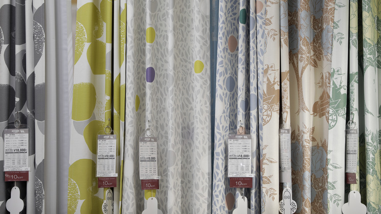 many patterned curtains in store