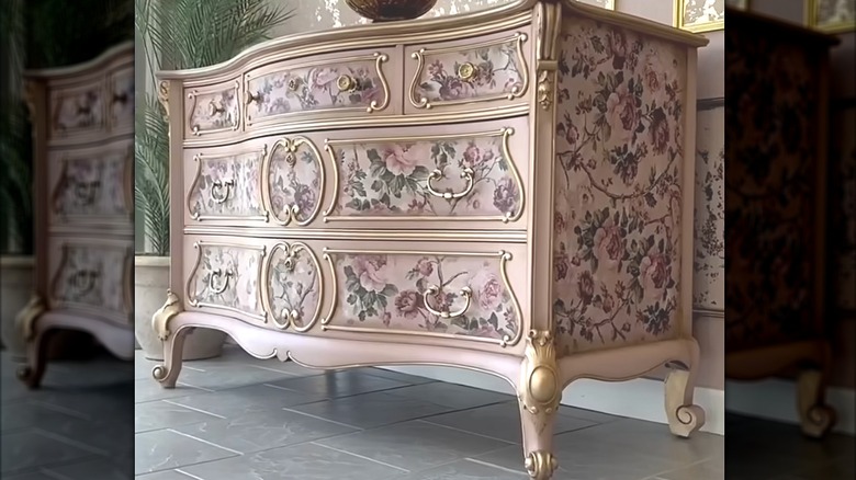 Pink dresser with floral print
