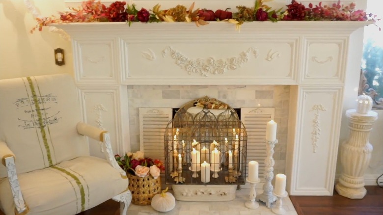 Ornate accents along a fireplace