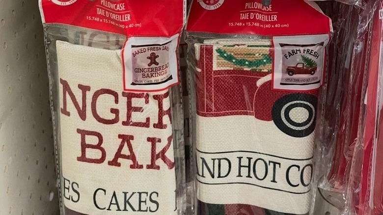 Holiday-themed pillowcases for sale in a Dollar Tree