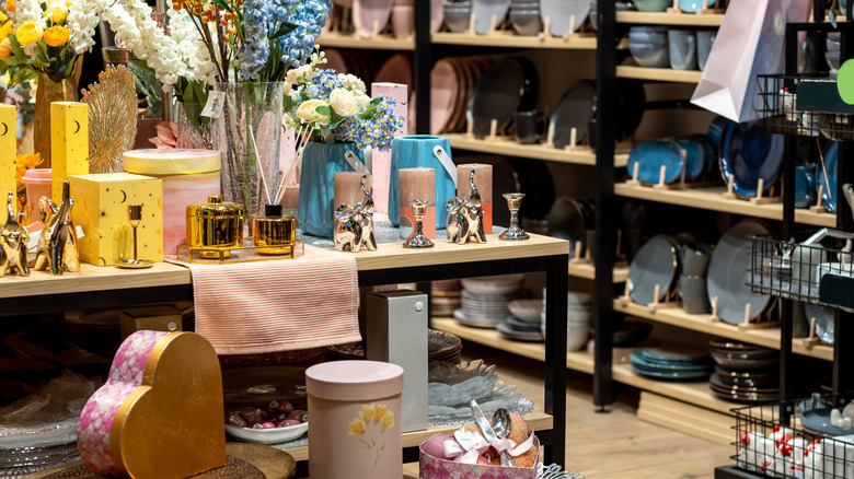 Home goods displayed in a boutique store