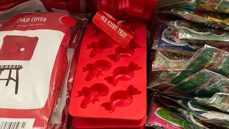 Candy cane and wrapped candy silicone ice trays
