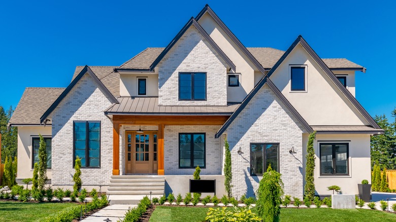 Multiple stone accent walls