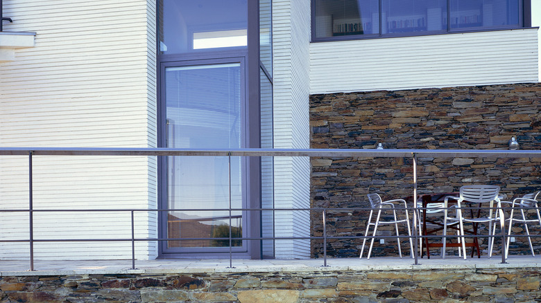 Patio stone accent wall