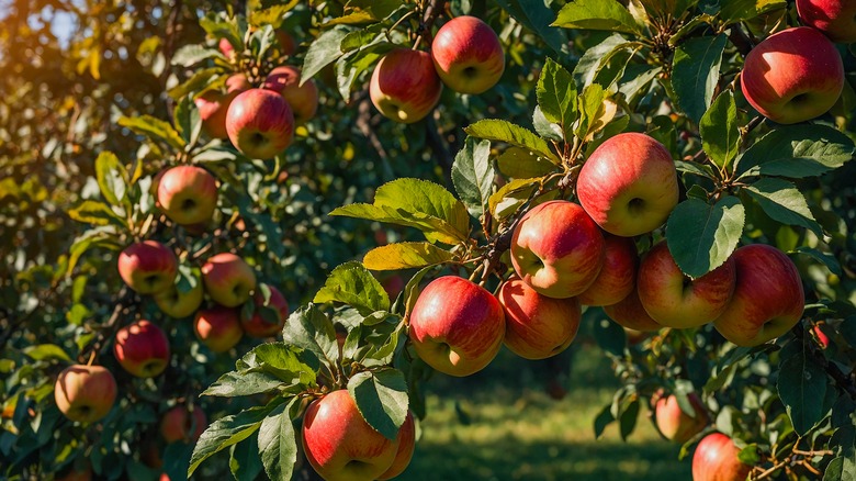 Apples in an apple tree