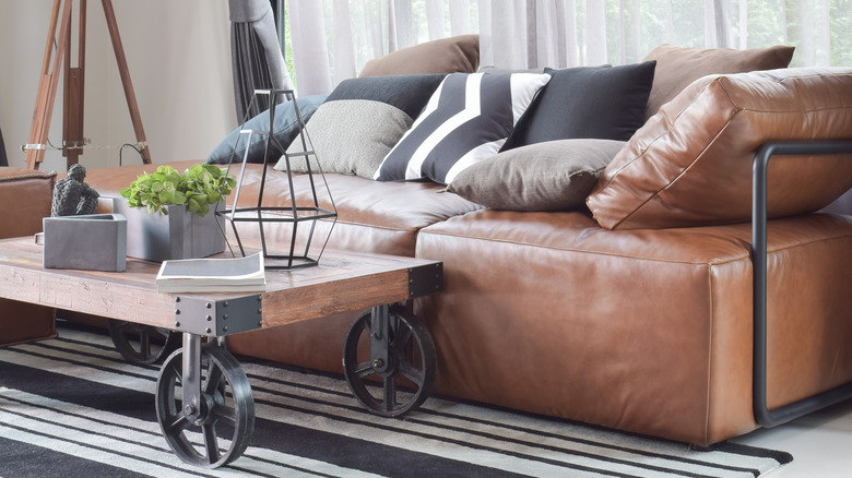 brown leather couch