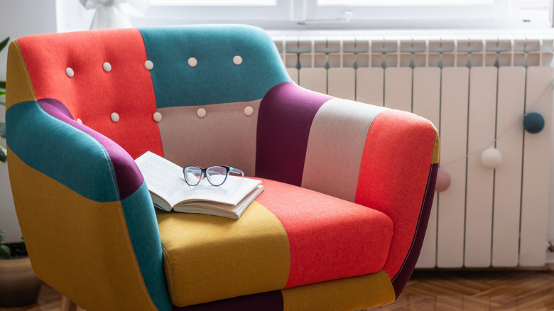 colorful patterned fabric chair