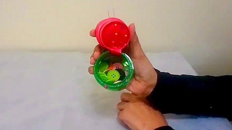 pin cushion and button holder made with detergent caps