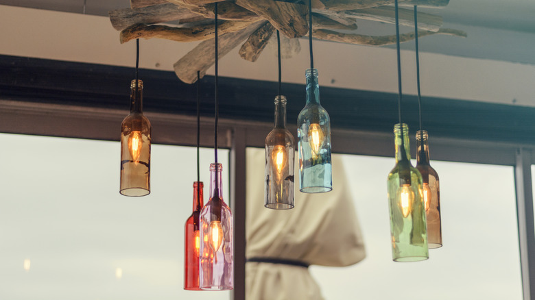 Glass bottle hanging lights
