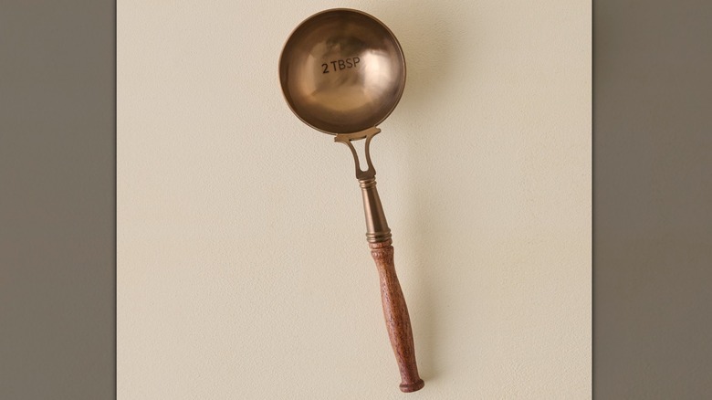 Copper coffee spoon with wooden handle