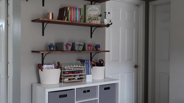 cube shelf with floating shelves