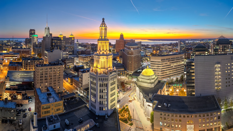An aerial shot of downtown Buffalo, New York