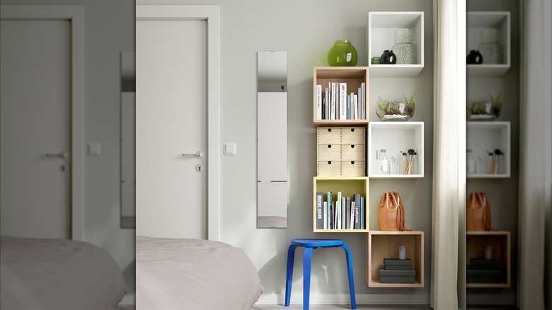 IKEA wall mounted storage cubes for entryway hack