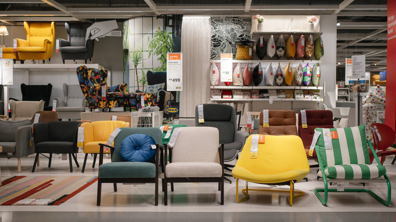 Armchairs are on display at IKEA