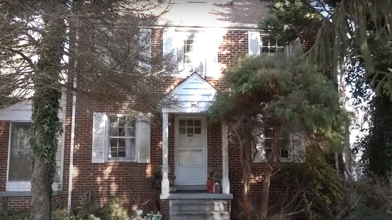 house with trees overgrown