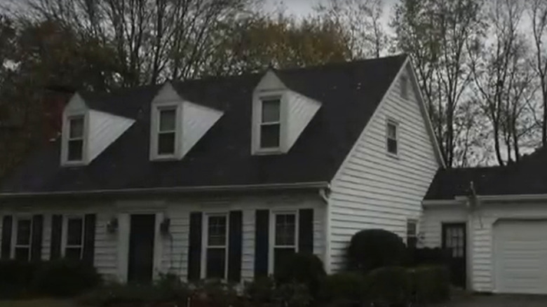 black and white colonial house
