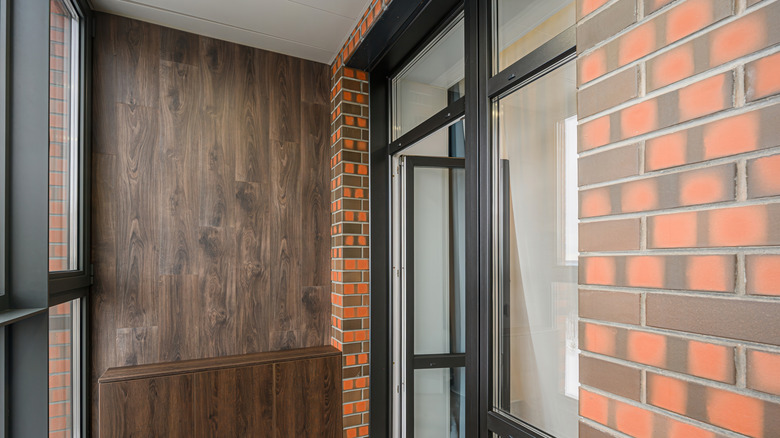 Artificial brick installed on balcony walls