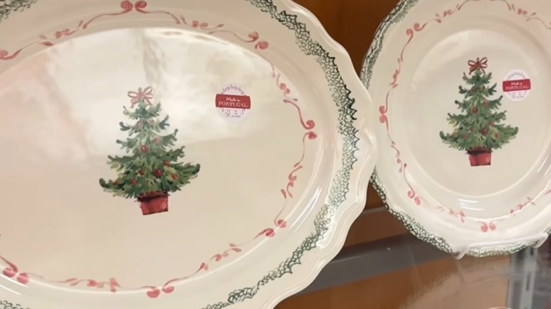 Christmas plates on store shelf