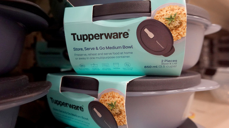 Tupperware on shelf