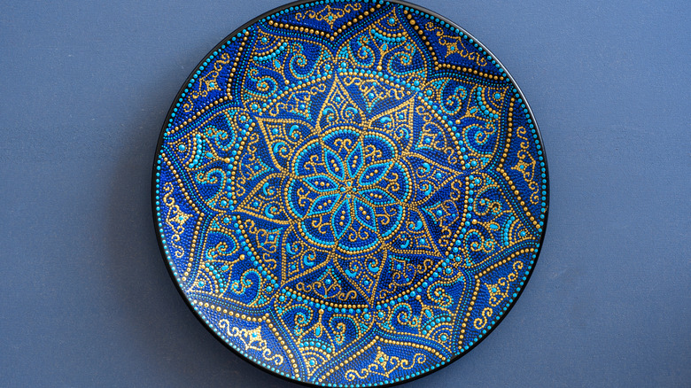 Close up of painted acrylic plate