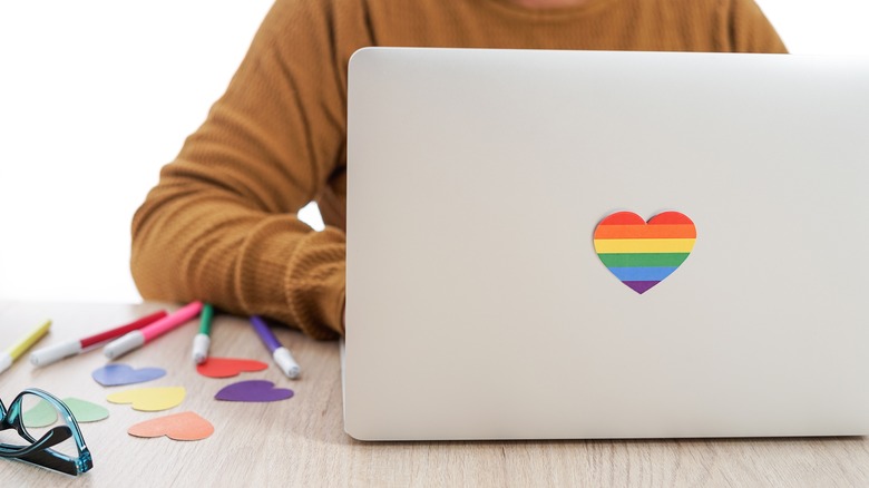 laptop with pride colors